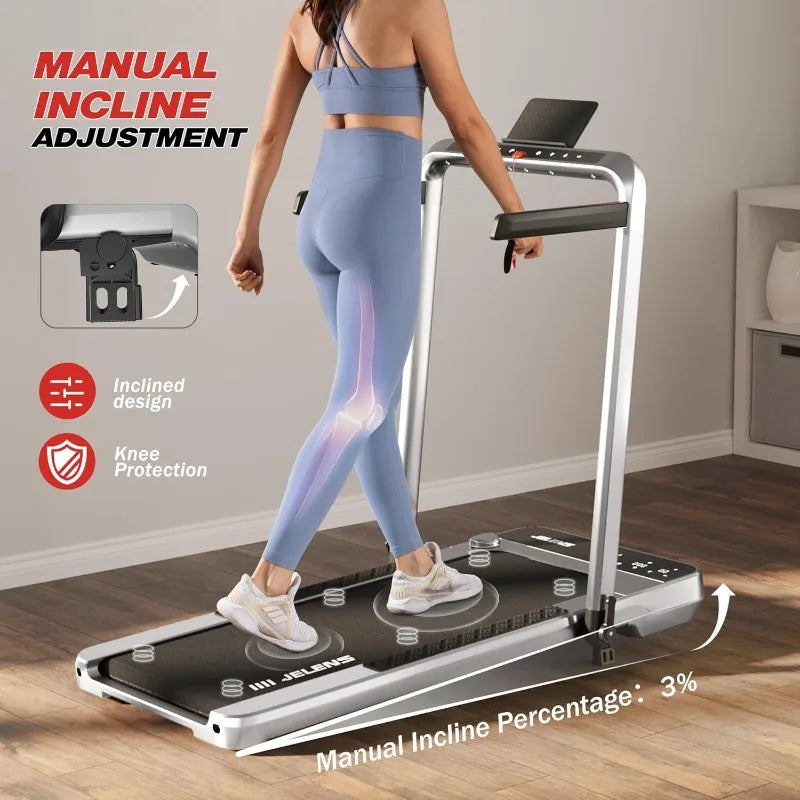 2 in 1 Treadmill Under Desk Walking Pad  Home Folding