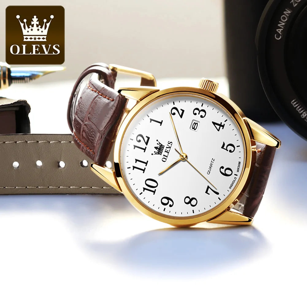 Quartz Watch for Men and Women Leather Strap Waterproof