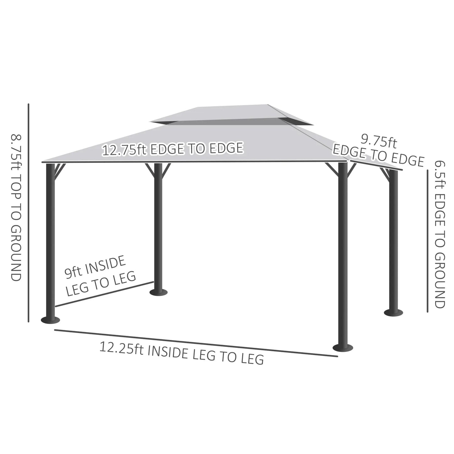 10' x 13' Patio Gazebo, Aluminum, Mesh Netting,