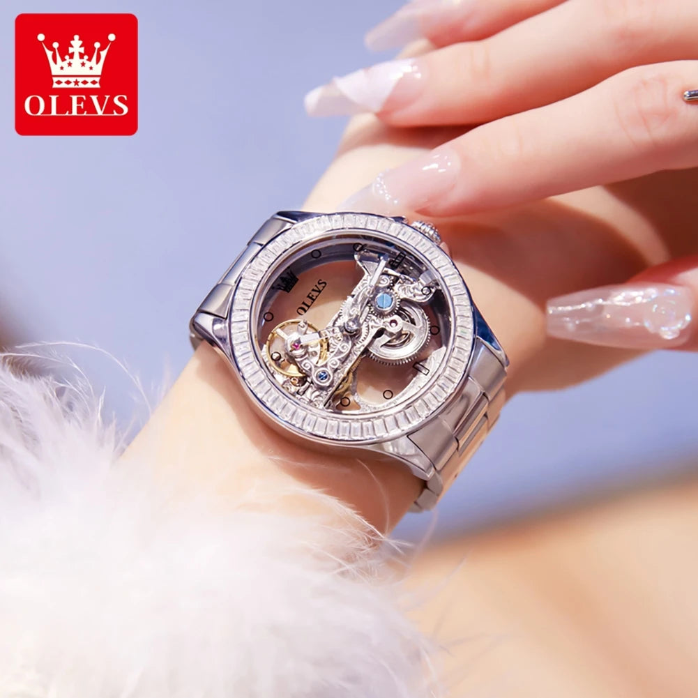 Fully Hollow Out Mechanical Watch for Women Luxury