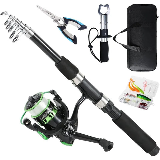 Telescopic Rod and Reel Combo with Fishing