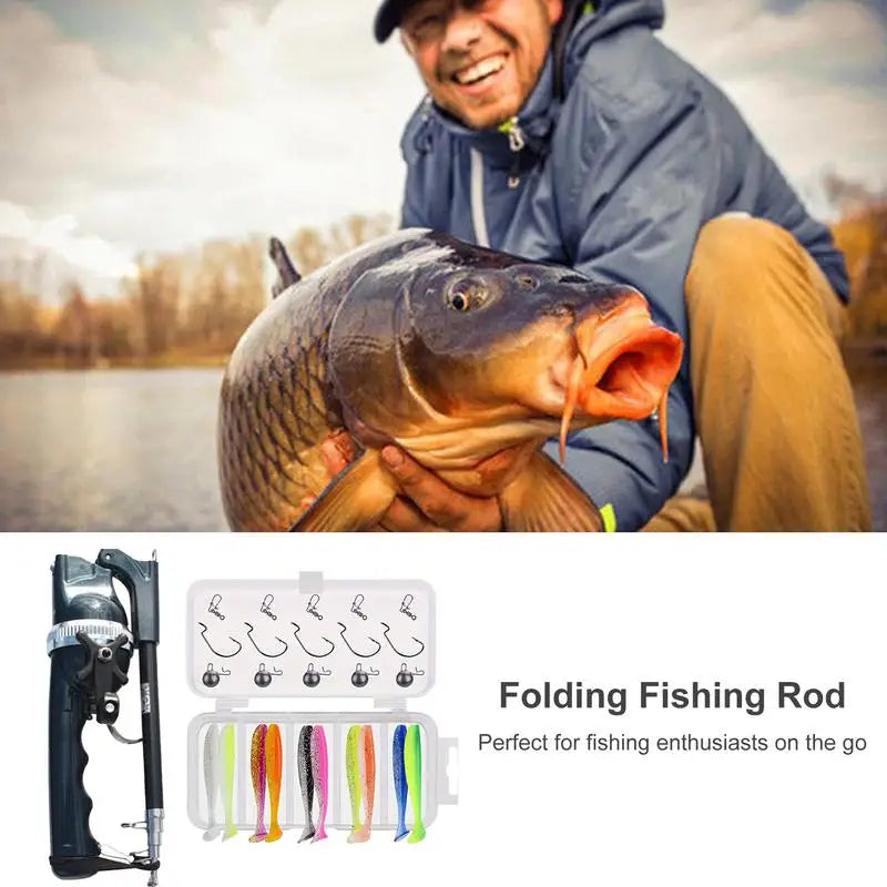Telescopic Fishing Rod Reel Combo Foldable Compact Rod