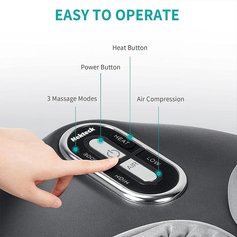 Foot Massager Heating Therapy Air Compression  Knead Roller
