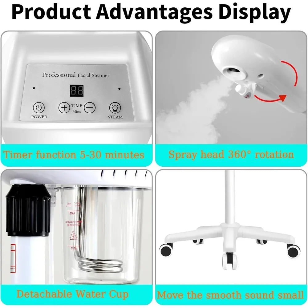 Professional Facial Steamer, Spa Ozone Stand Facial Steamer,