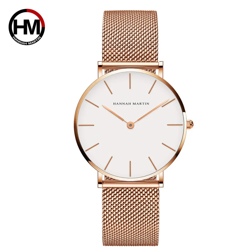Stainless Steel Band Quartz Movement Waterproof Women