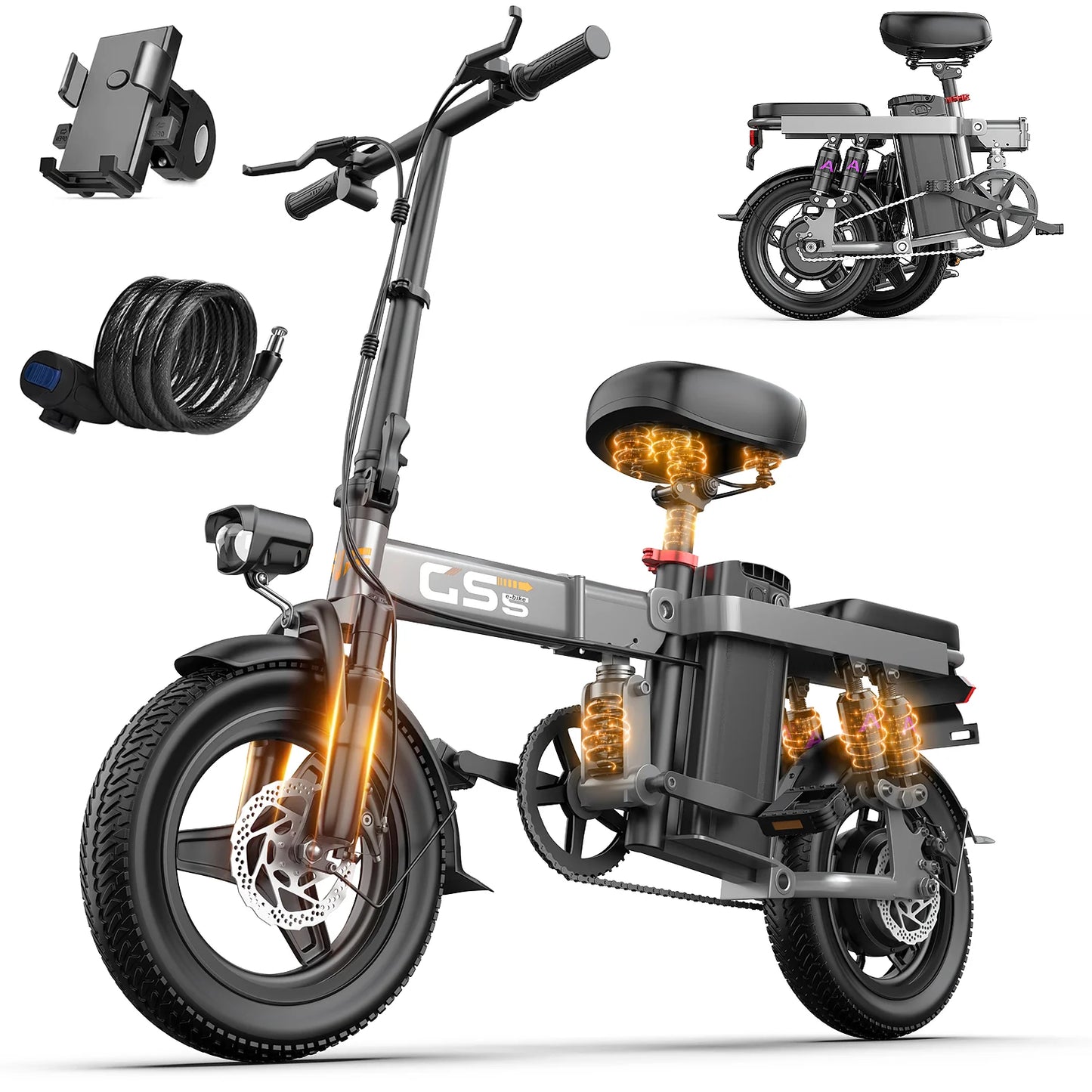 Electric Bike for Adults Teen-Folding  Motor,Removable Battery