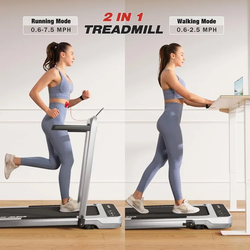 2 in 1 Treadmill Under Desk Walking Pad  Home Folding