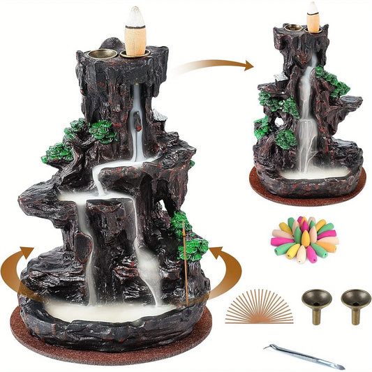 Incense Burner, Backflow Incense Holder 2 sides Waterfall I