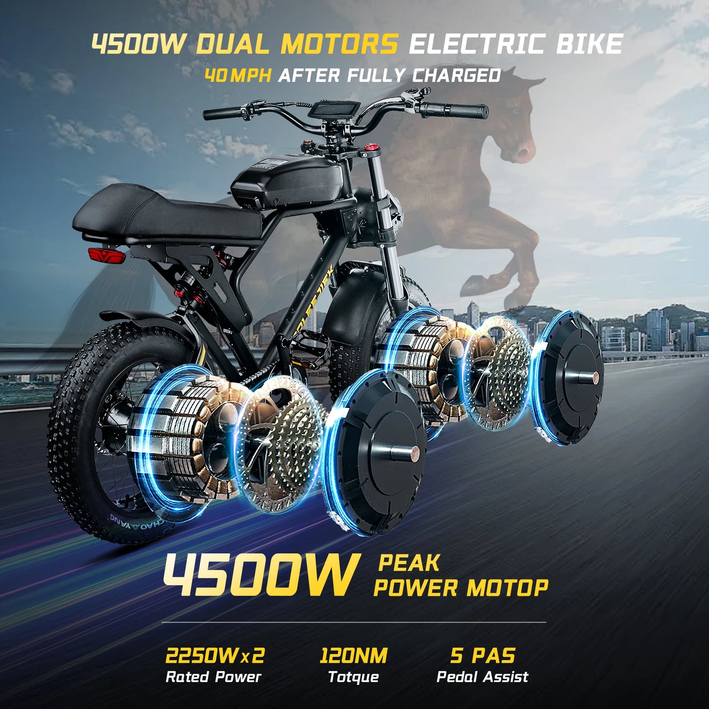 40PH Electric Bike with  Battery 20"×4"Fat Tire