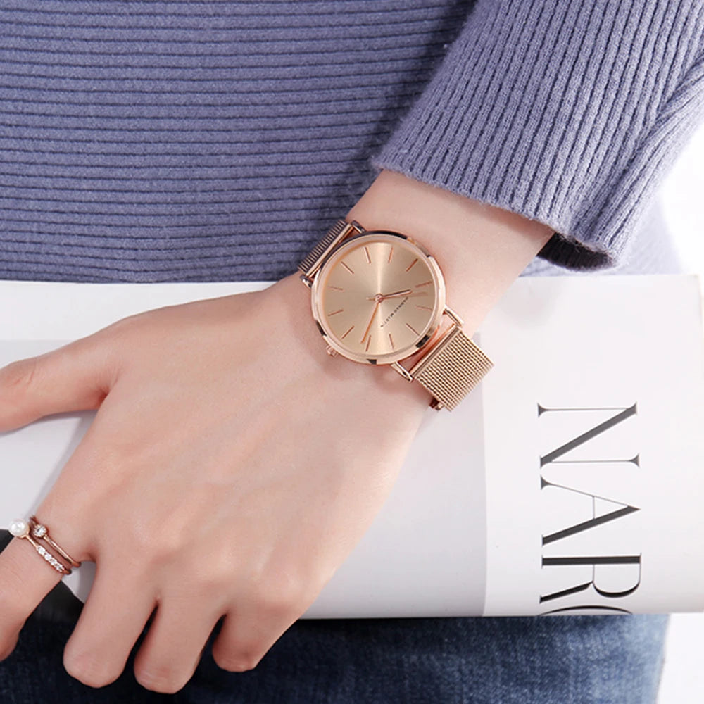 Stainless Steel Band Quartz Movement Waterproof Women