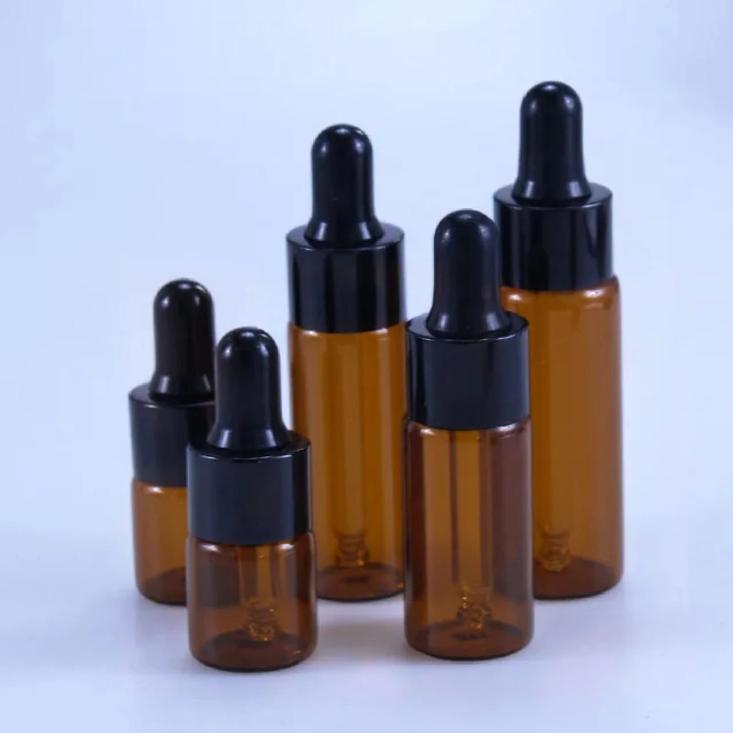 Amber Glass Dropper Bottle Jars Vials With Pipette - Pack of 50 -