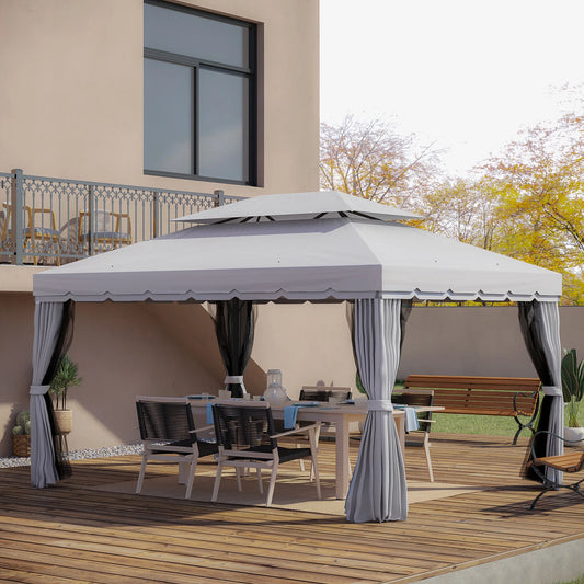 10' x 13' Patio Gazebo, Aluminum, Mesh Netting,