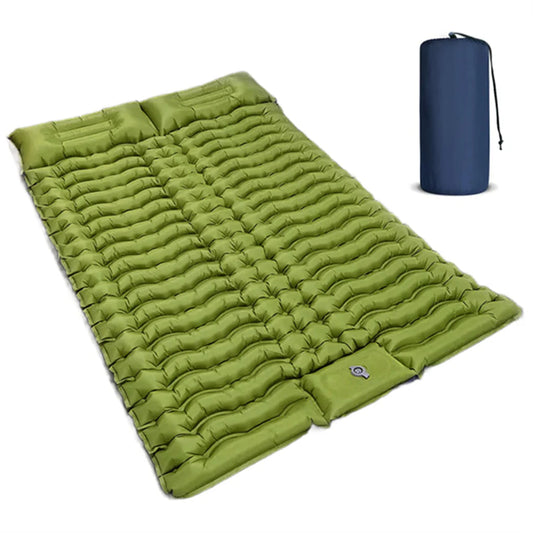 Double Air Mattress with Pillow,   Foot Pump, 4-inch Camping