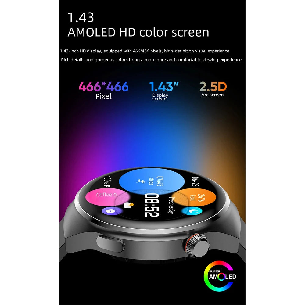 New NFC Men's Smart Watch Large Screen Bluetooth Call Heart Rate 7
