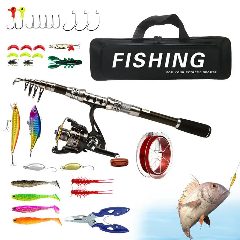 Fishing Rod And Reel Combo Telescopic Saltwater F