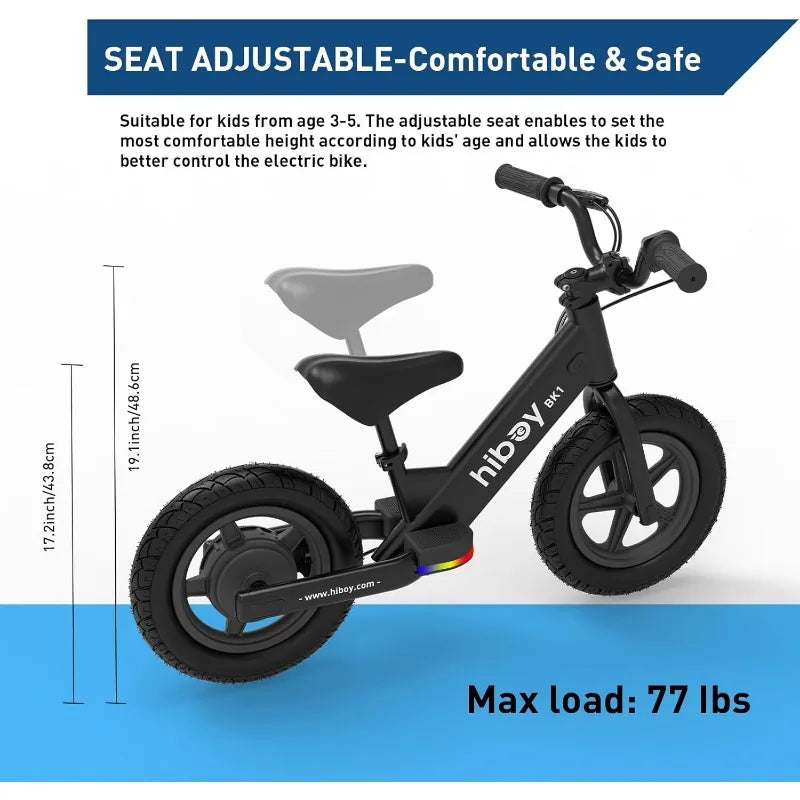 Electric Balance Bike for Kids, 12 Inch Tires,