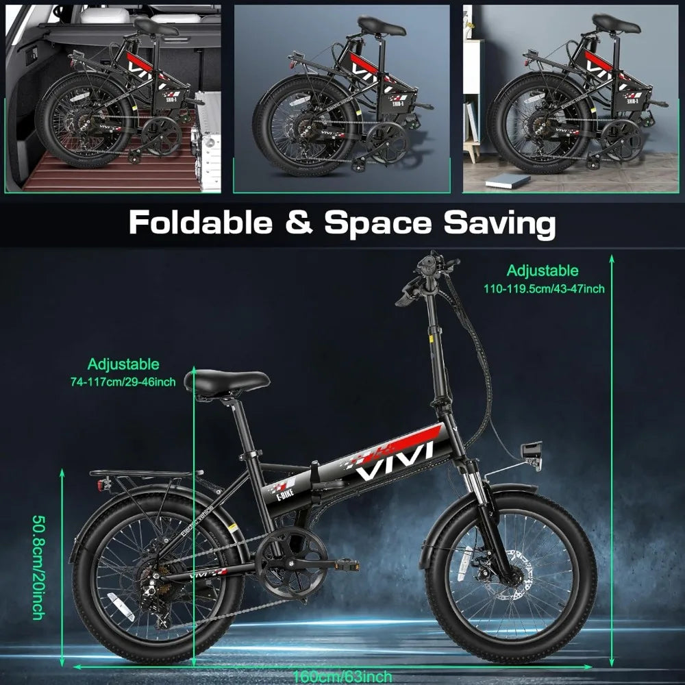 Electric Bike, 20" Folding 500W Ebikes for Adults,Foldable