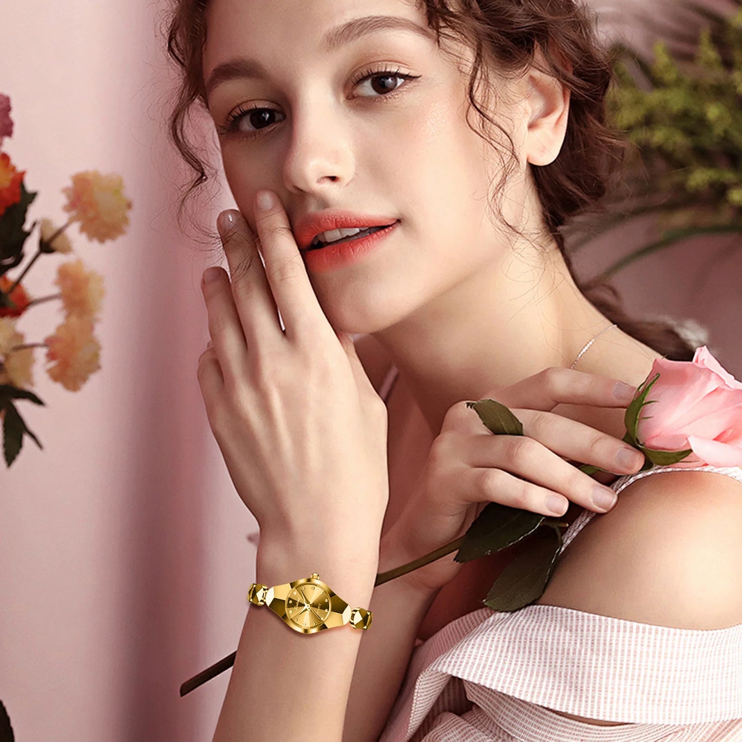 Women Quartz Watch Diamond Case Diamond Scale Waterproof