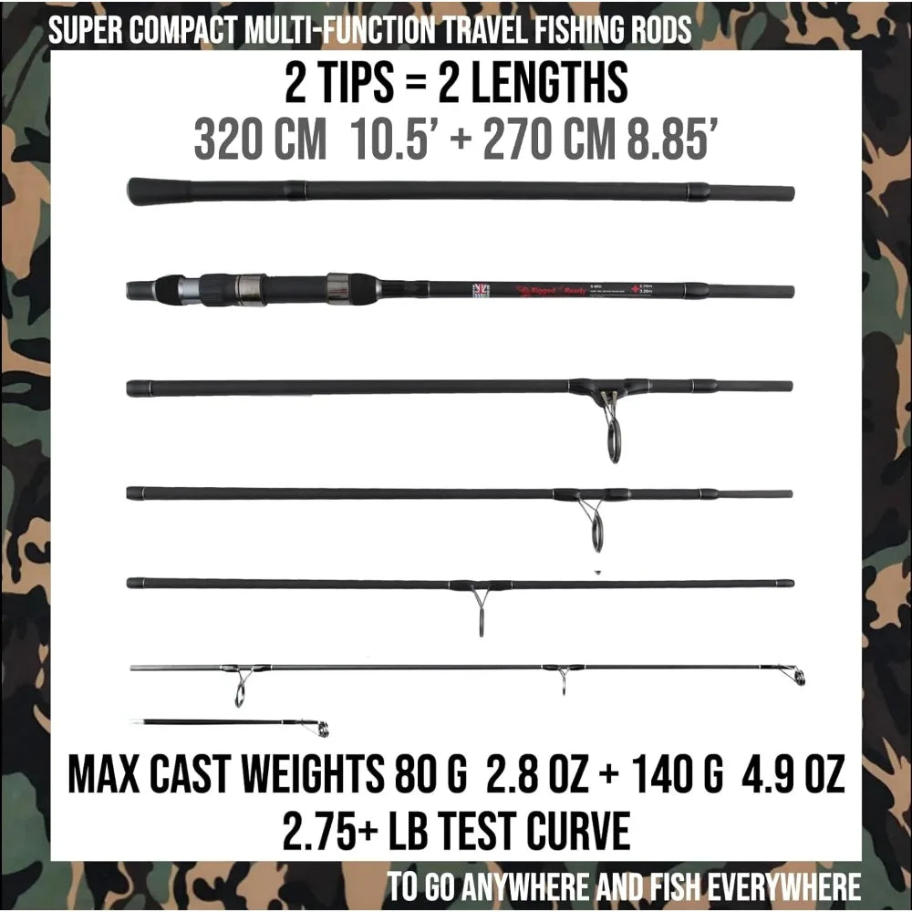 Travel Fishing Rods. 2 Powerfu Carp-Surf Compact Multi-function