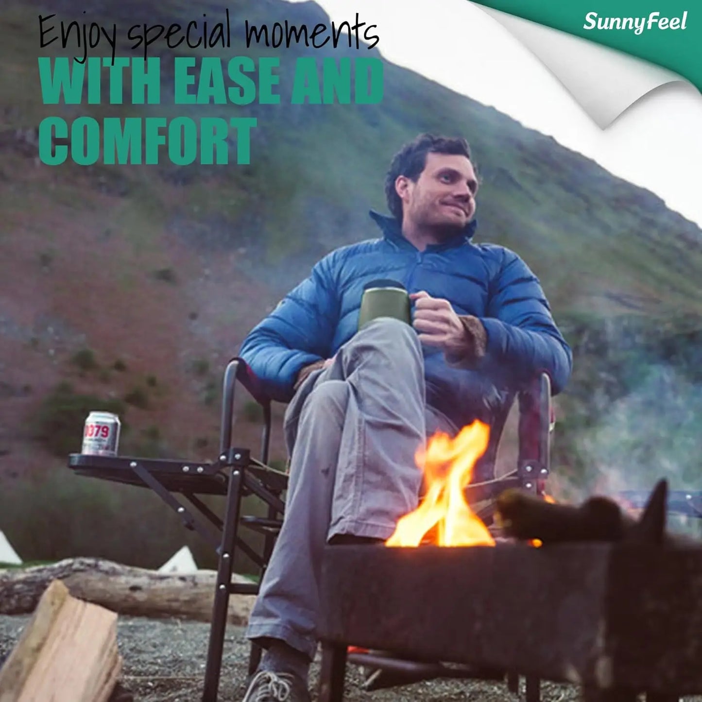 Heated Camping Directors Chair, Heavy Duty,Oversized Portable