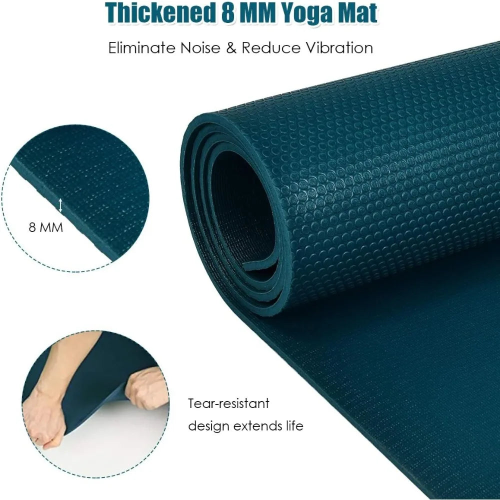 Large Yoga Mat, 7' x 5' x 8mm Workout Mat with Straps,