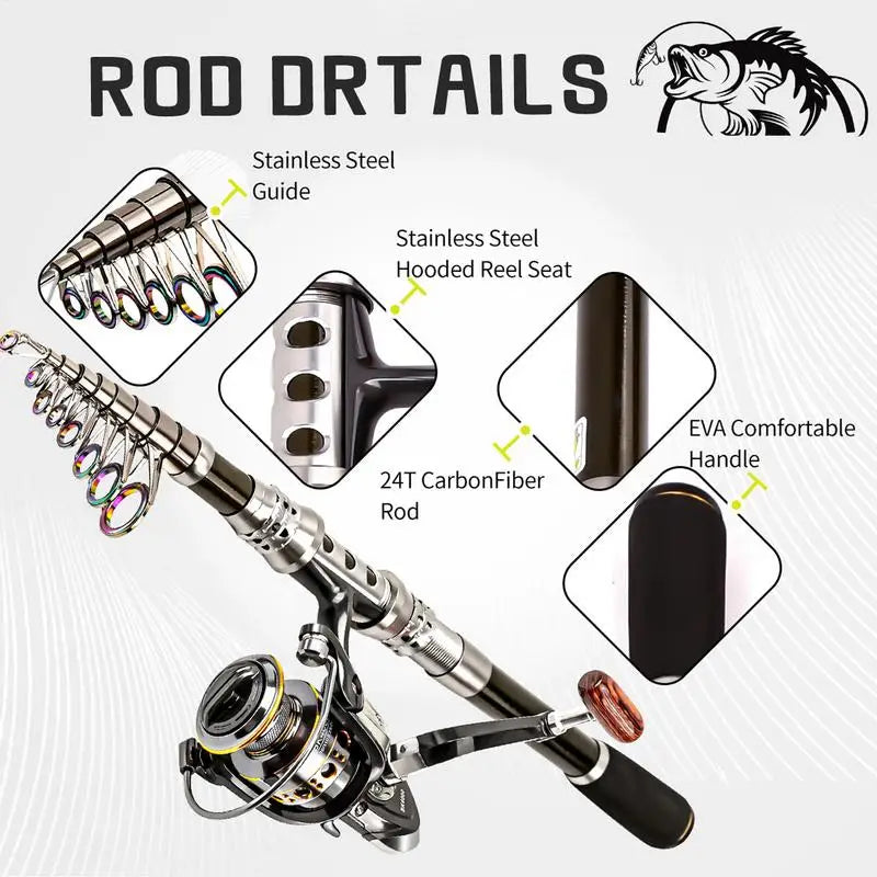 Fishing Rod And Reel Combo Telescopic Saltwater F