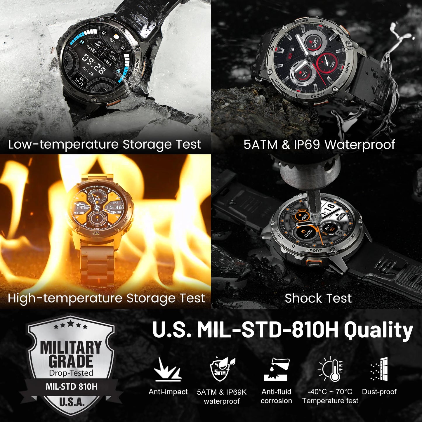 Smart Watch For Men Military Smartwatch Women Digital Fitness