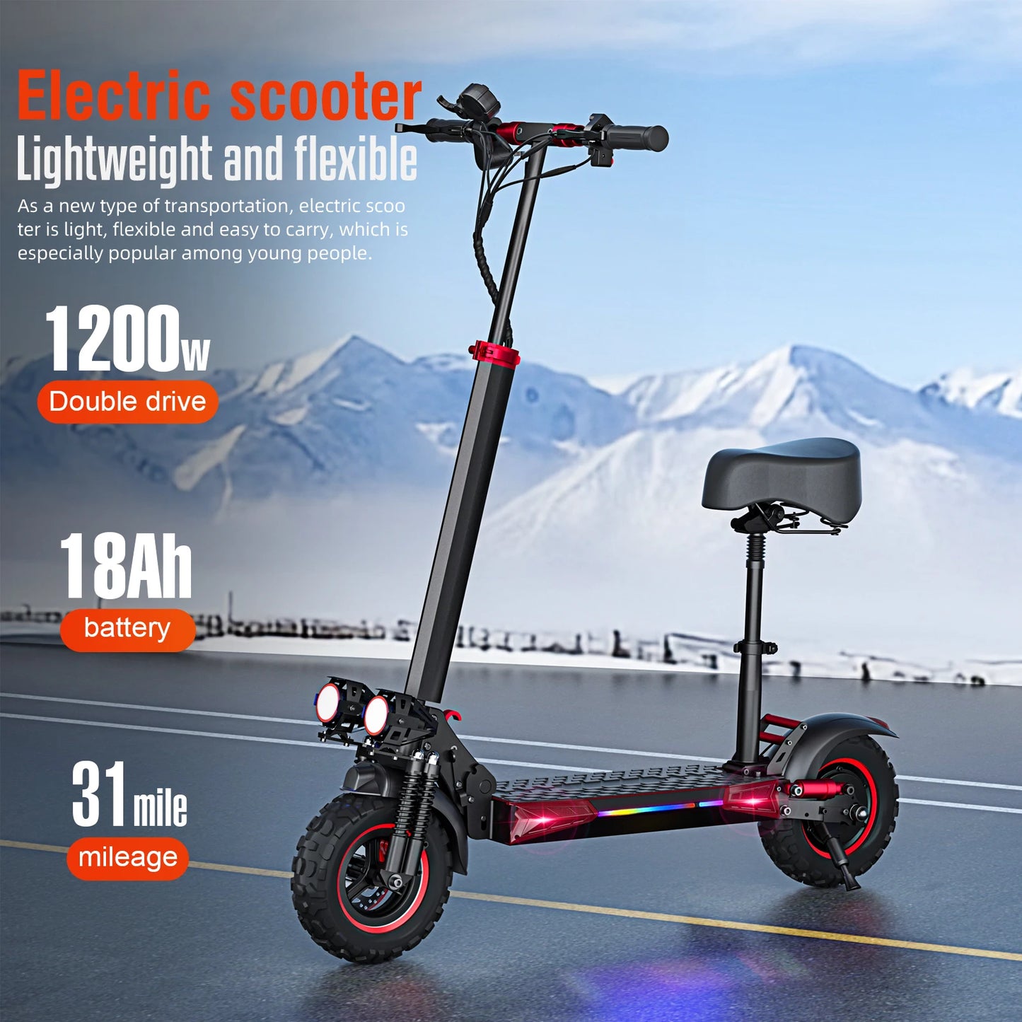 Foldable Waterproof Adult Electric Scooter 11 "