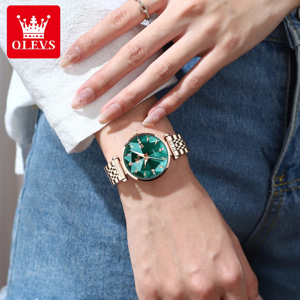 Luxury  Elegant Women Watch High Quality Diamond Rose Gold Waterproof