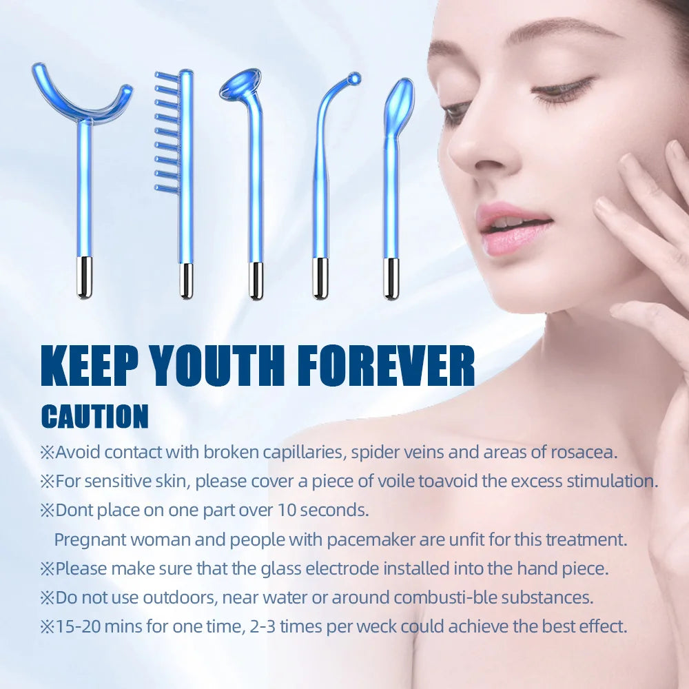 Blue 5-in-1 high Frequency Facial Machine For Hair Face