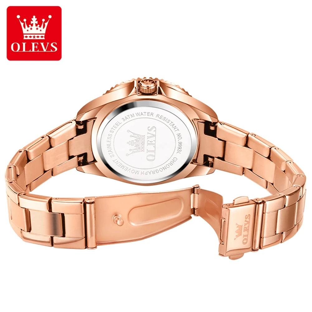 Diamond Quartz Watch for Women Stainless Steel Waterproof Luminous