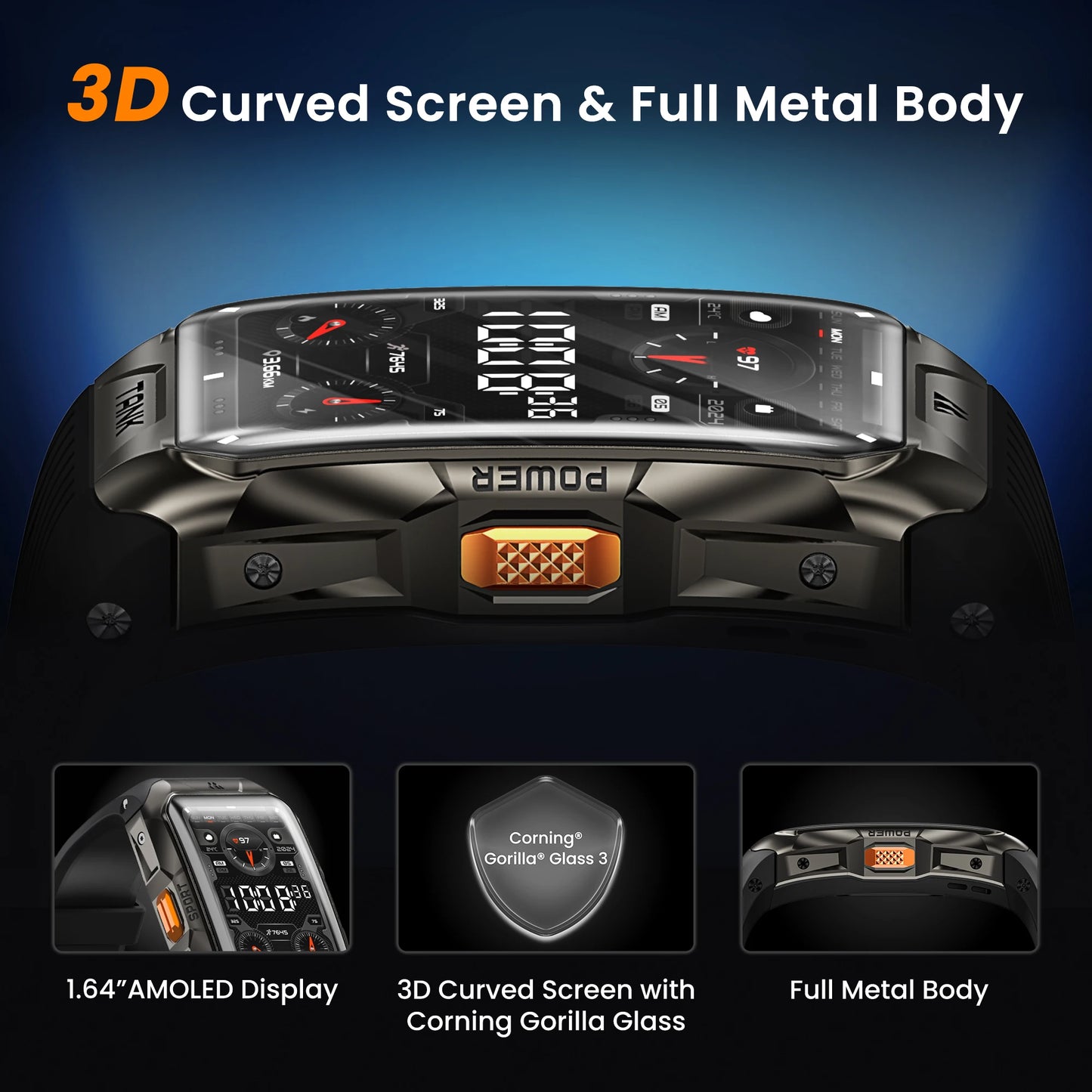 Smart Watch For Men Waterproof Curved Screen