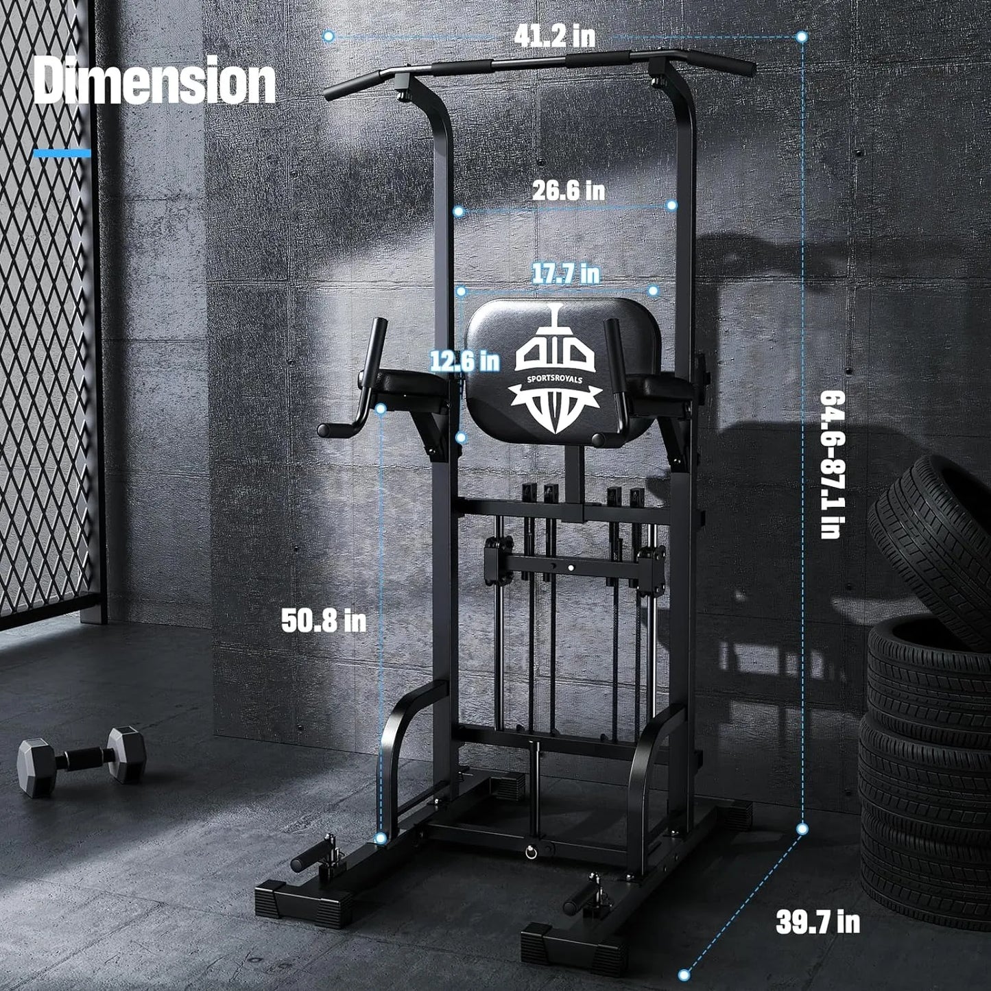 Power Tower Pull Up Dip Station Multi-Function Home Gym Strength Training