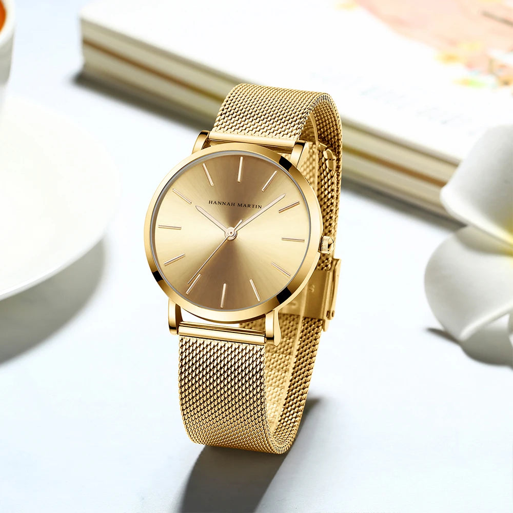 Stainless Steel Band Quartz Movement Waterproof Women