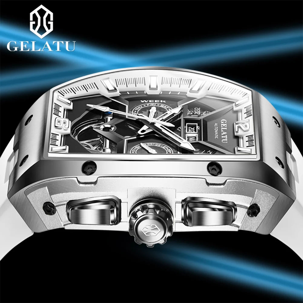 Men Tonneau Mechanical Watches Fully Automatic Movement