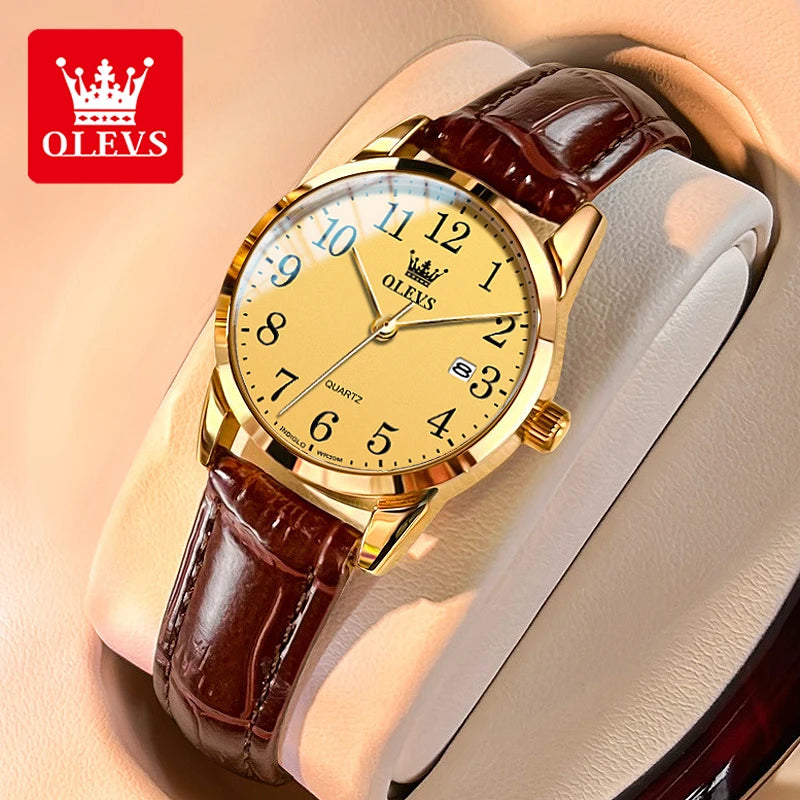 Quartz Watch for Men and Women Leather Strap Waterproof