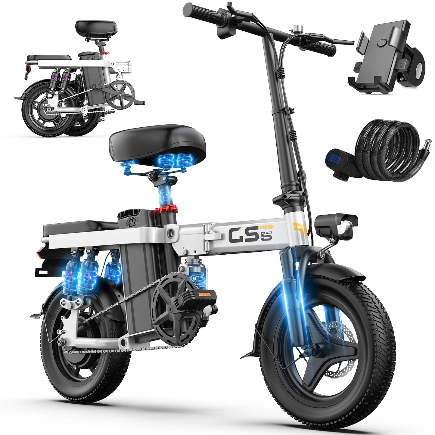 Electric Bike for Adults Teen-Folding  Motor,Removable Battery
