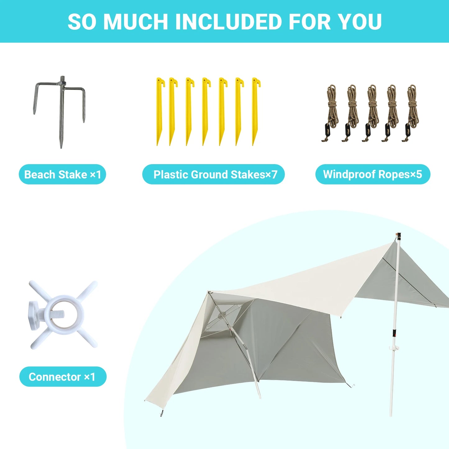 Beach Umbrella Tent, Camping Sun Shelter,