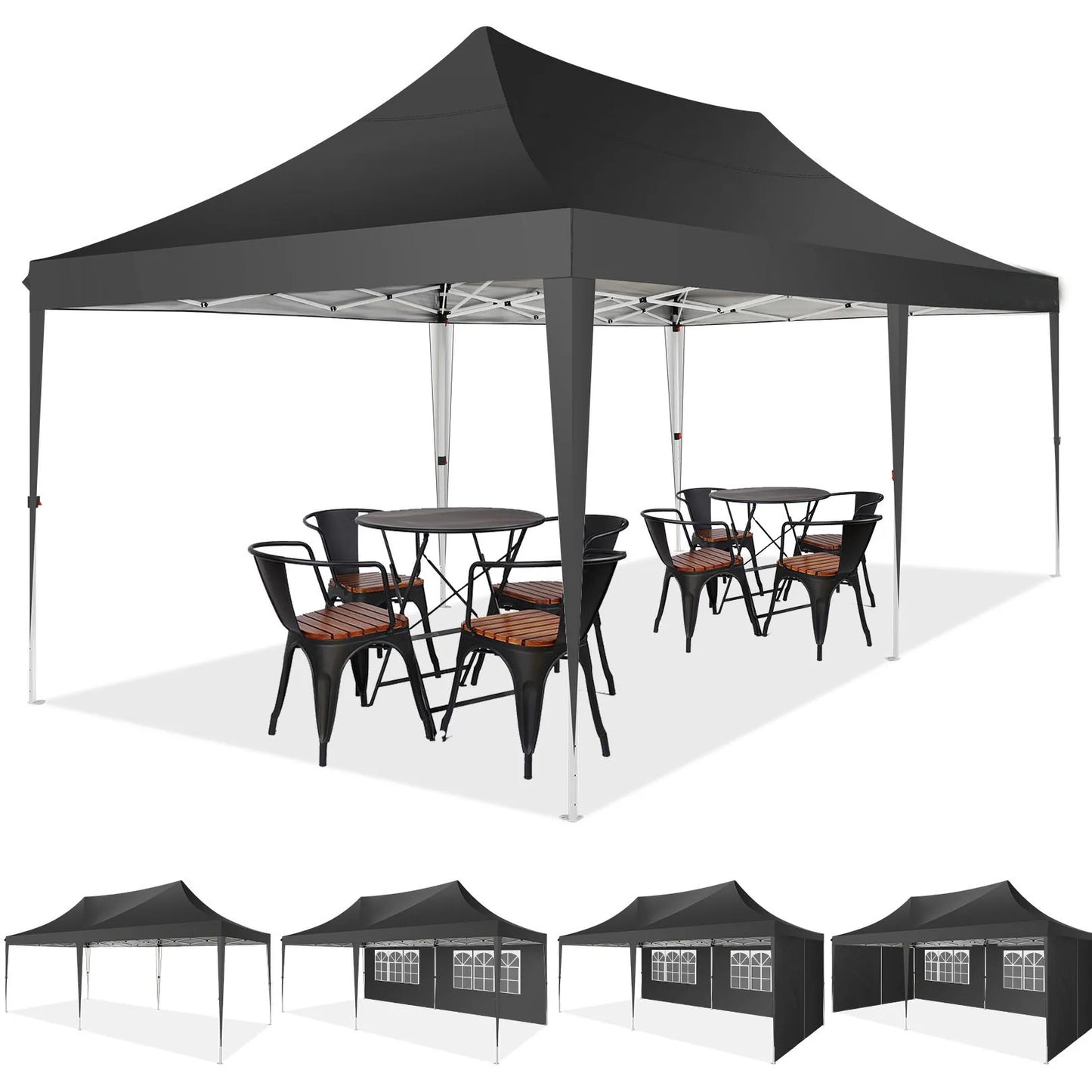 10x20 Pop Up Canopy Tent with 6 Sidewalls, Wedding Party