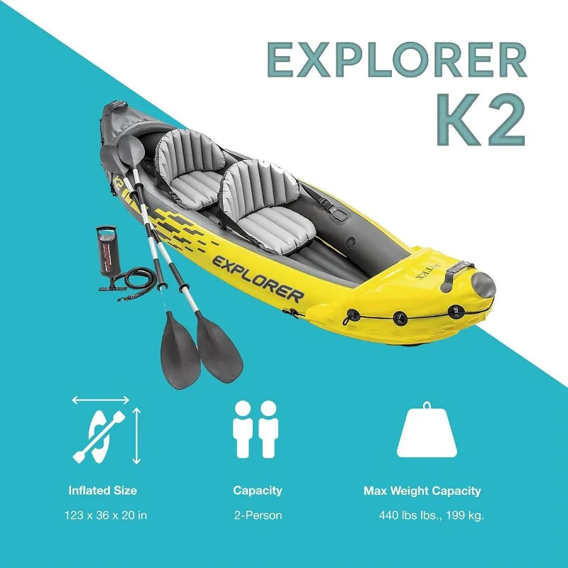 Inflatable Kayak Set: Includes Deluxe 86  Aluminum Oars