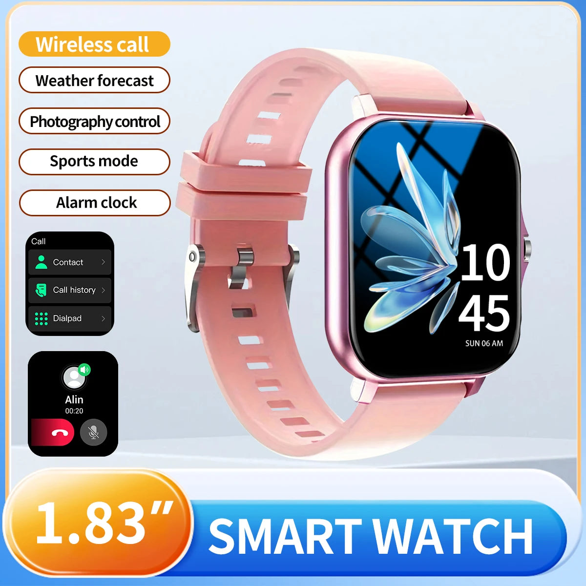 Outdoor sports smartwatch, wireless calling, information reminder,