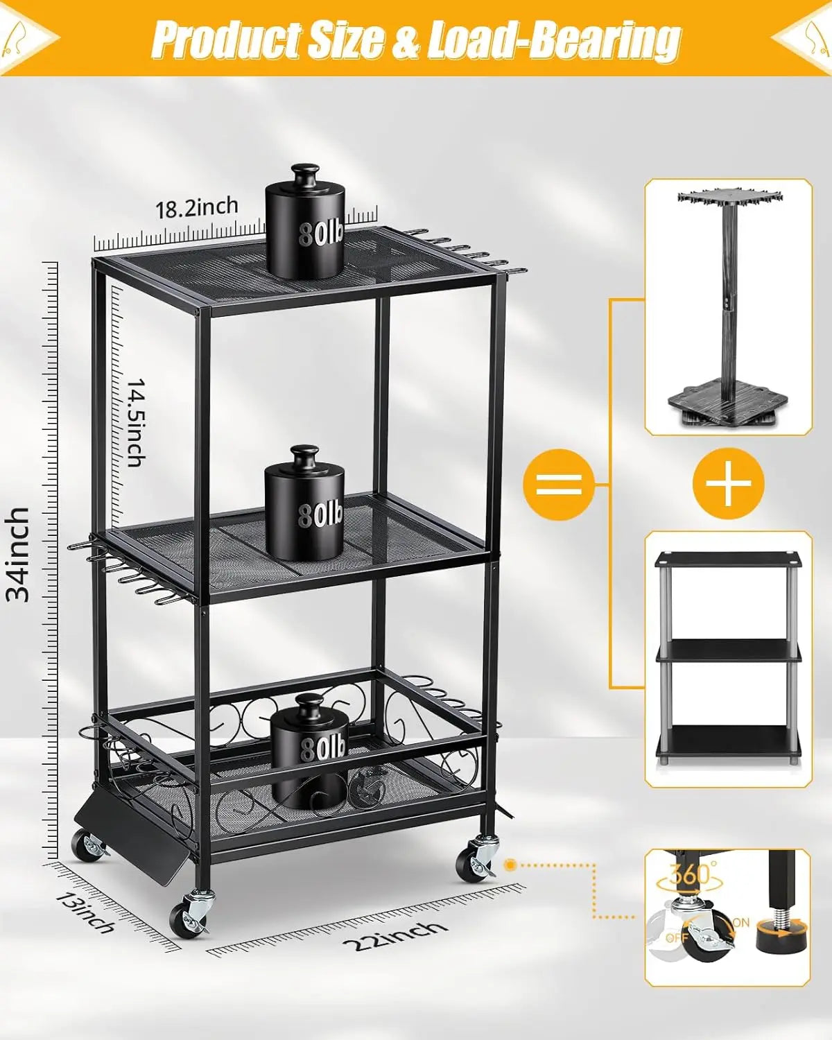 Fishing Pole Rack for 10 Rods - Adjustable Height Fishing Gear