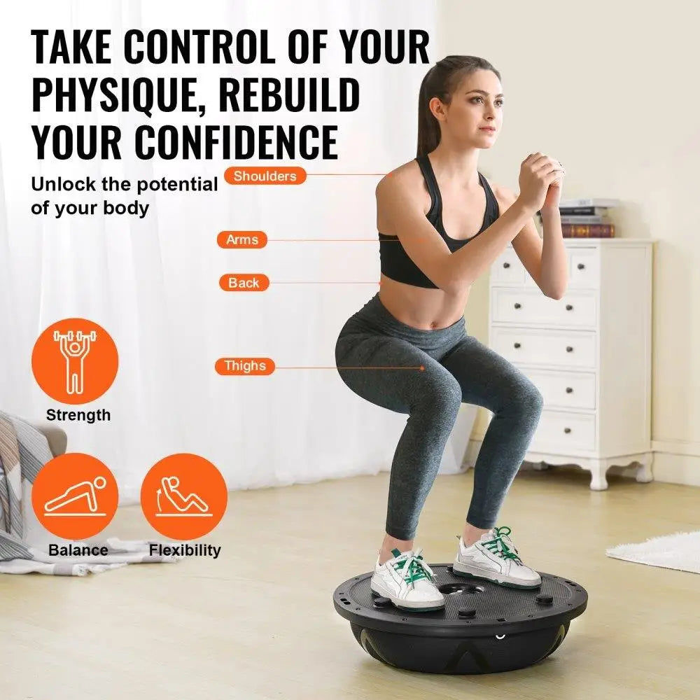 23-Inch Half Exercise Ball Trainer with Pump & Resistance Bands - 660 lbs