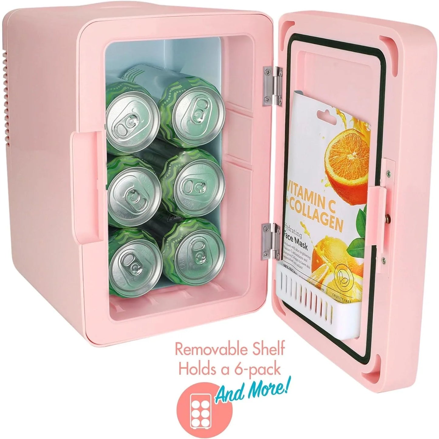 6.2L Mini Fridge Cooler & Warmer w/ LED Lighted Mirrorr,