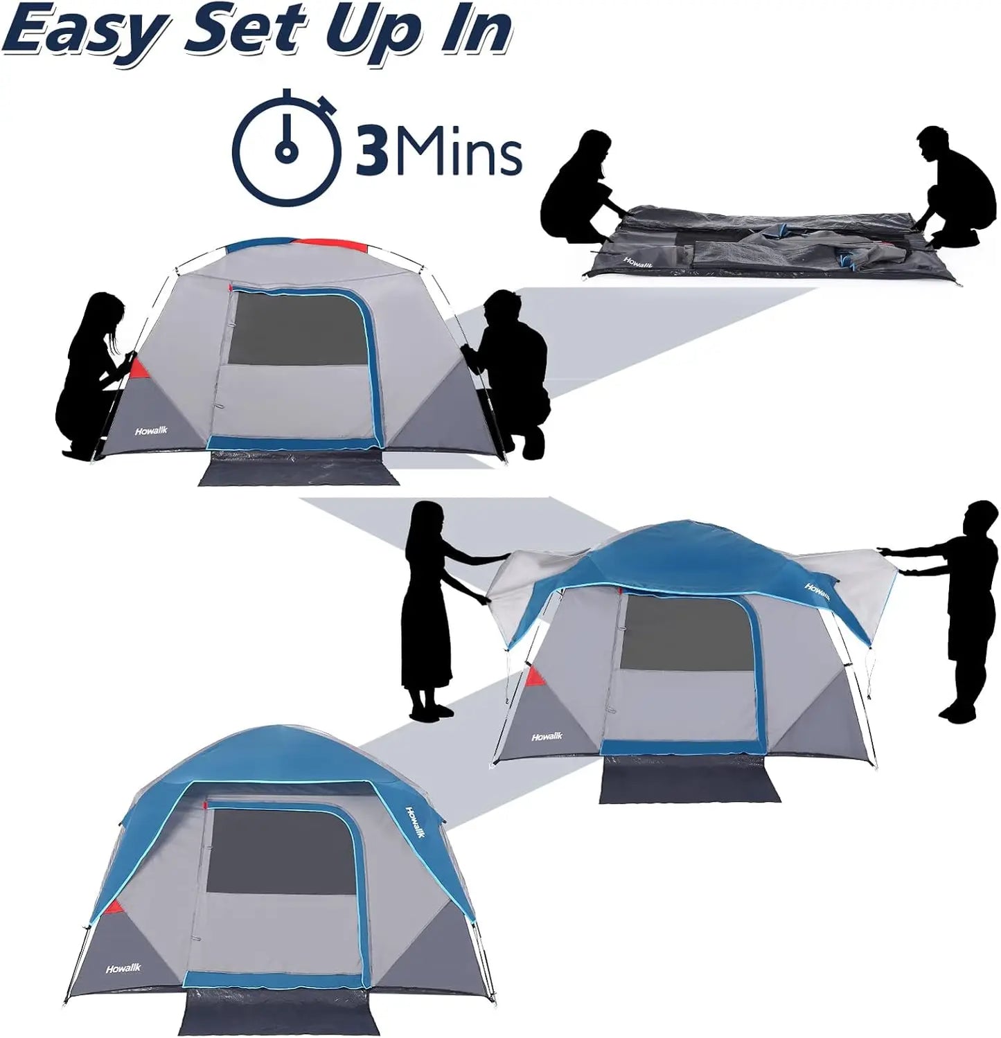 Camping Tent Easy Set up Outdoor 4 Person and 6 Person