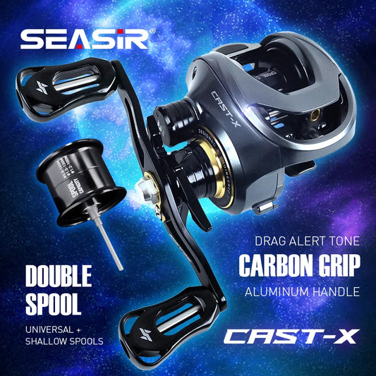 Cast-X Bait asting Reel 7.3:1 HS Gear Ratio Aluminum Double Spool
