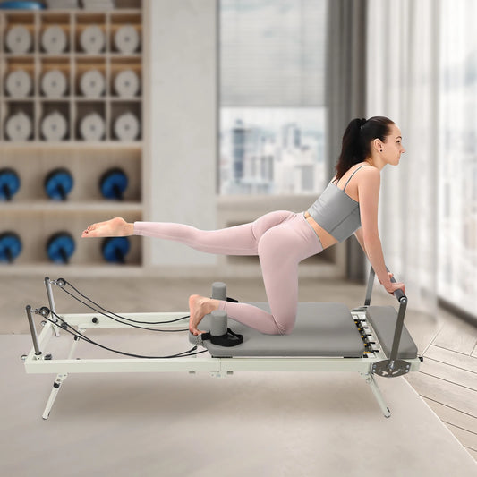 Foldable Pilates Reformer Machine, Multif unctional Yoga