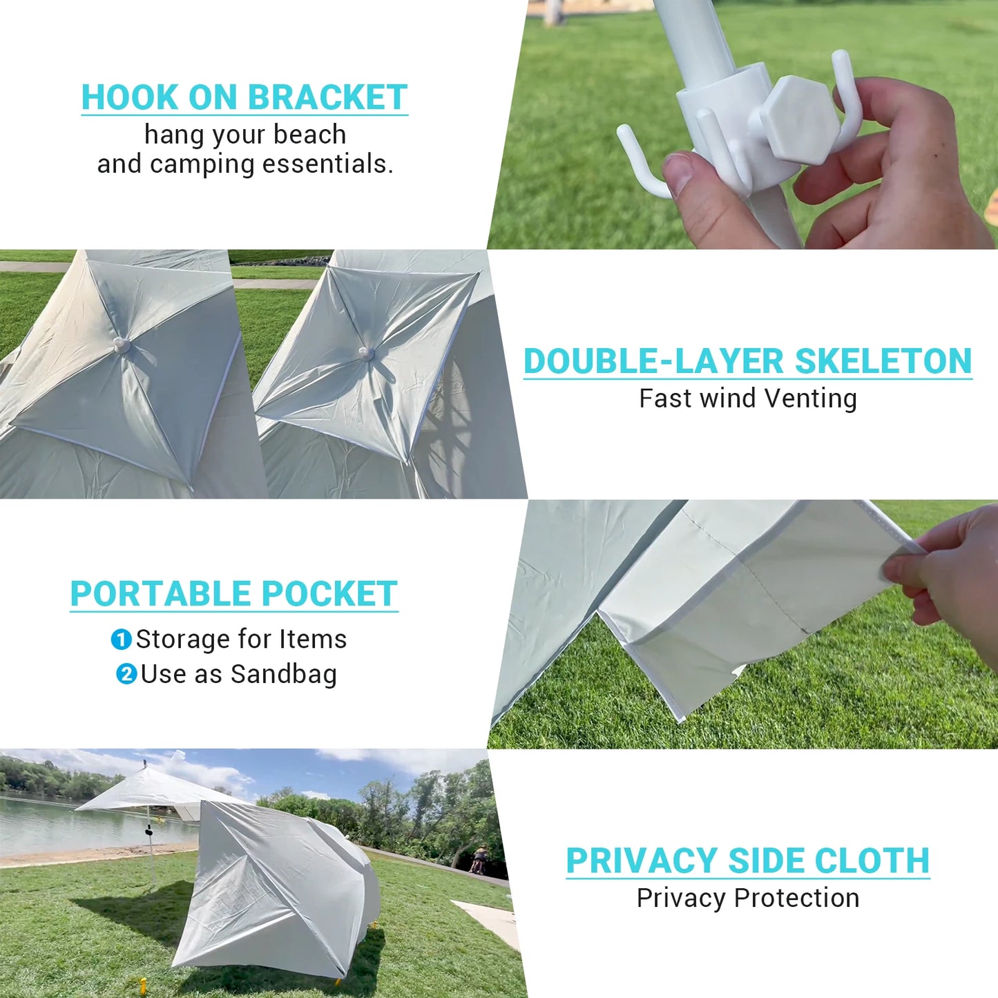 Beach Umbrella Tent, Camping Sun Shelter,
