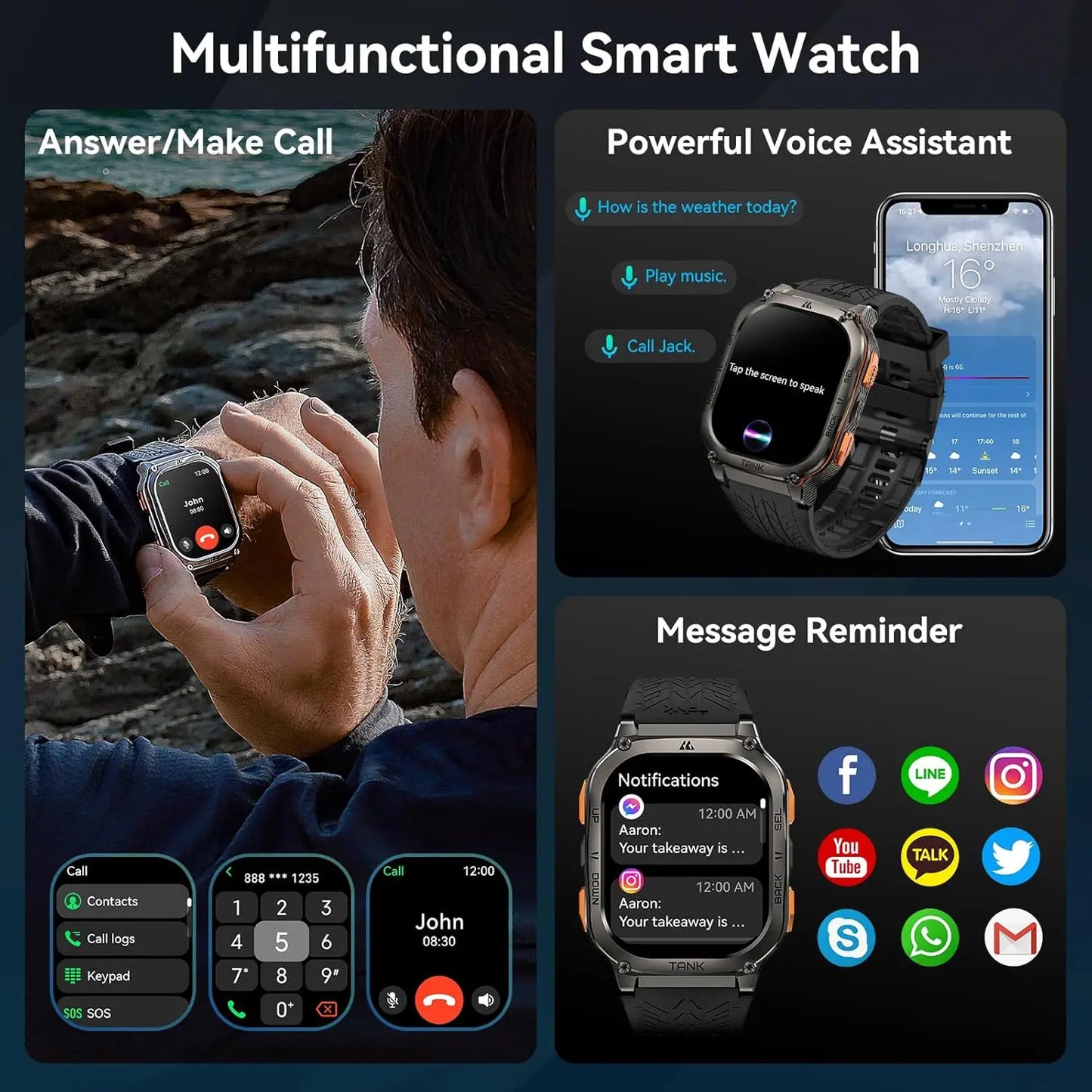 Ultra GPS Smart Watch For Men Compass Altimeter Barometric