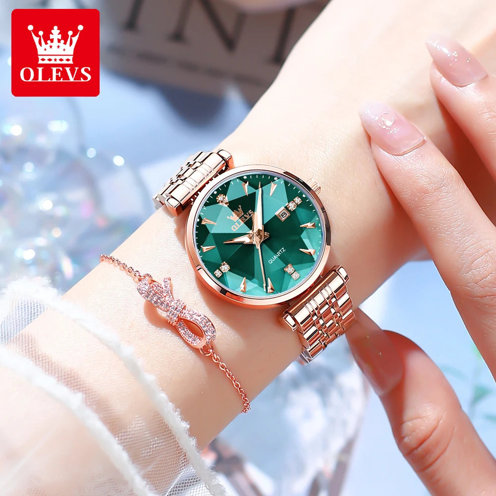 Luxury  Elegant Women Watch High Quality Diamond Rose Gold Waterproof